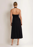 Linen Halter Sleeveless Maxi Dress Jet Black