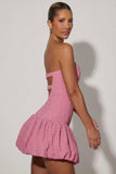 Cut Out Bubble Hem Corset Mini Dress in Dusty Pink