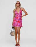 TALYN MINI DRESS PINK SPARKLE FLORAL