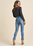 Puff Shoulder Long Sleeve Top Black