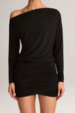 Modal Off Shoulder Wrap Mini Dress in Black