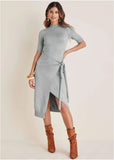 Tie Side Sweater Dress Light Heather Grey