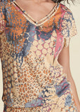 Abstract Mirage V Neck Romper Orange Multi