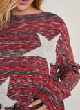 Cotton Slub Star Sweater Racing Red Multi