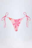 Side Tie Thong Bikini Bottoms in Pink Orchid Print
