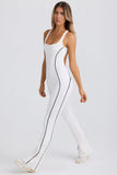 Petite Soft Active Open Back Jumpsuit in White