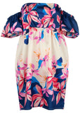 Off The Shoulder Satin Mini Flower Wave