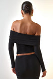 Modal Off Shoulder Long Sleeve Top in Black