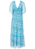 Flutter Sleeve Maxi Dress Water Snake