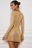 Embellished A Line Mini Dress in Gold