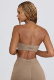Brushed Jersey V Neck Sports Bra in Mocha Marl