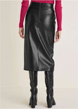 Faux Leather Midi Skirt Jet Black