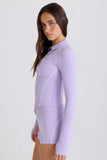 Soft Active Contrast Zip Up Jacket in Lilac