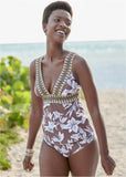 Elastic Tankini Top Tropical Island