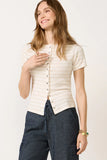 The Knit Stripe Button Tee