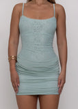 Baby Steps Embellished Mini Dress Green