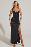 Embellished Corset Maxi Dress in Black