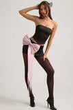 Satin Bow Detail Low Rise Mini Skirt in Black
