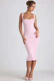 Modal Lace Trim Midaxi Dress in Soft Pink