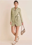 Belted Blazer Mini Oxford Tan
