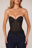 Bandeau Lace Up Corset Top in Black