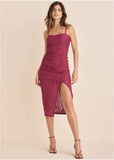 High Slit Midi Dress Beet Red