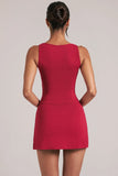 Square Neck Top in Cherry Red
