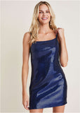 Double Strap Sequin Mini Dress Navy