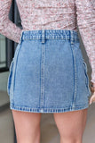 Drew Medium Wash Denim Cargo Skirt