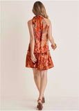 Drop Waist Mini Dress Parrot Palm