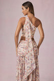 Scarf Detail One Shoulder Top in Primrose Floral Print