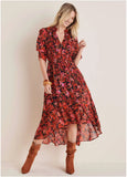Floral High Low Maxi Autumn Petals