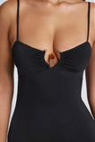 Hardware Detail A Line Mini Dress in Black