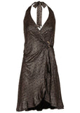 Metallic Halter Mini Dress Gold