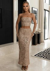 Lost Thoughts Sequin Two Piece Rose Gold