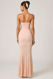 Embellished Sweetheart Neck Fishtail Gown in Dusty Rose