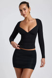 Modal Ruched Long Sleeve Top in Black