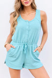 Casual Charm Blue Button Front Romper