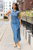 Romy Denim Button Front Maxi Dress FINAL SALE