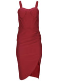 Side Slit Bandage Dress Dark Red