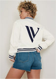 V Matte Satin Bomber Cloud Dancer