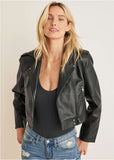 Faux Leather Moto Jacket Jet Black