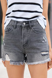 Noelle Black Wash Distressed Denim Shorts