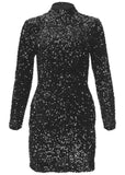 Sequin Velvet Mini Dress Black