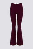 Soft Active V Waist Pocket Flared Leggings in Burgundy
