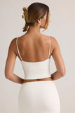 Modal V Neck Ruched Camisole Top in White