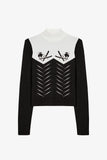 Knit Long Sleeve Fitted Top in Black
