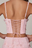 Embellished Lace Up Corset Top in Soft Pink