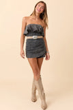 Dusk To Denim Black Denim Wrap Romper FINAL SALE