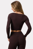 Soft Active Twist Front Crop Top in Espresso